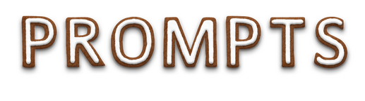 Prompts. The text is stylised to look like iced gingerbread letters.